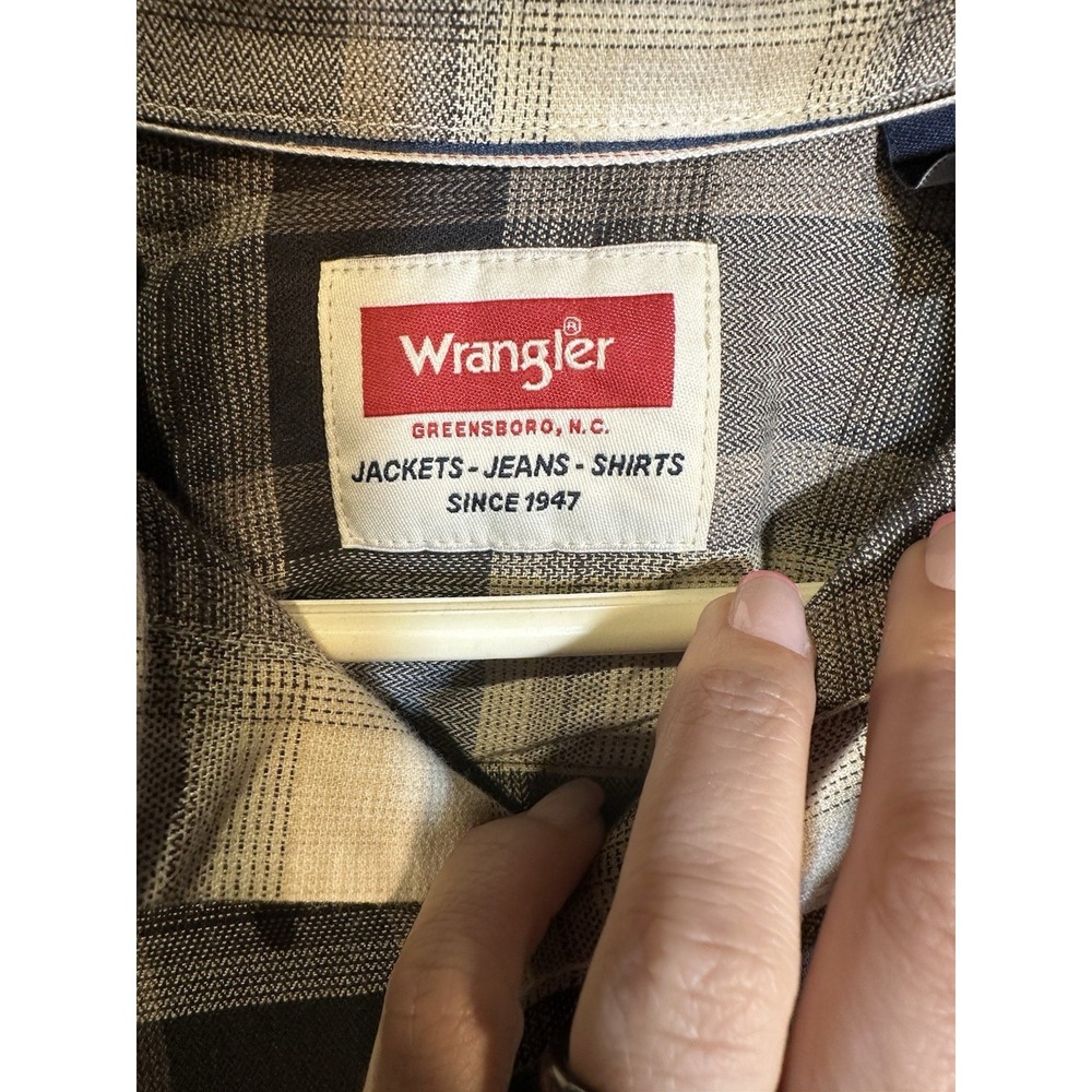 wrangler mens long sleeve‎ button down collared plaid shirt size large - Picture 4 of 7